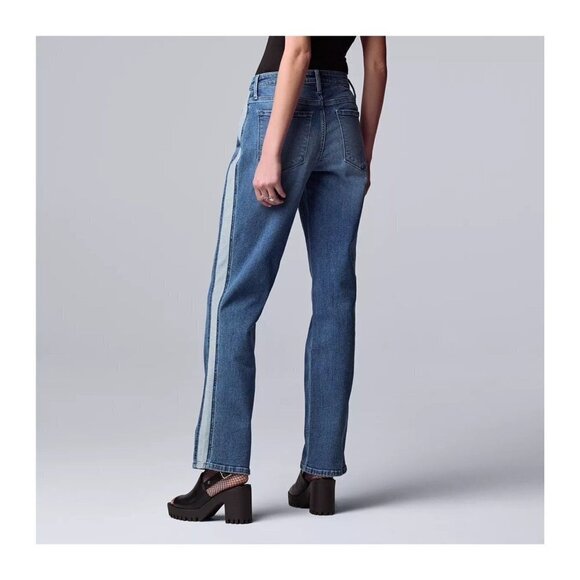 Simply Vera Wang Womens Mid Rise Relaxed Straight Leg Jeans Sz 14 New - Picture 10 of 12